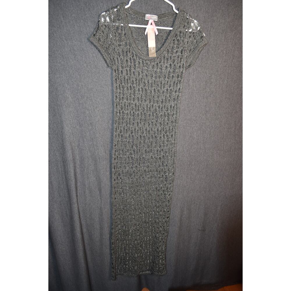 NEW Lipsy London Women's 6 Open Knit Short Sleeve Form Fitting Maxi Dress NWT